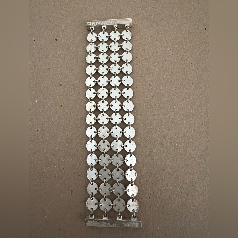 DKNY Silver Coin Mesh Bracelet with Magnetic closure